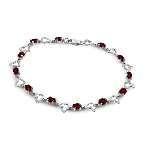 JewelonFire 4.00 Carat T.G.W. Garnet Sterling Silver Bracelet - Assorted Colors