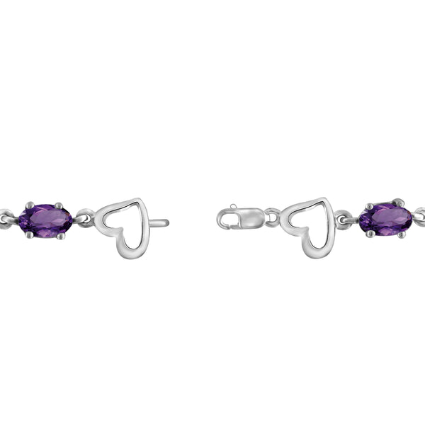 JewelonFire 2 3/4 Carat T.G.W. Amethyst Sterling Silver Bracelet - Assorted Colors