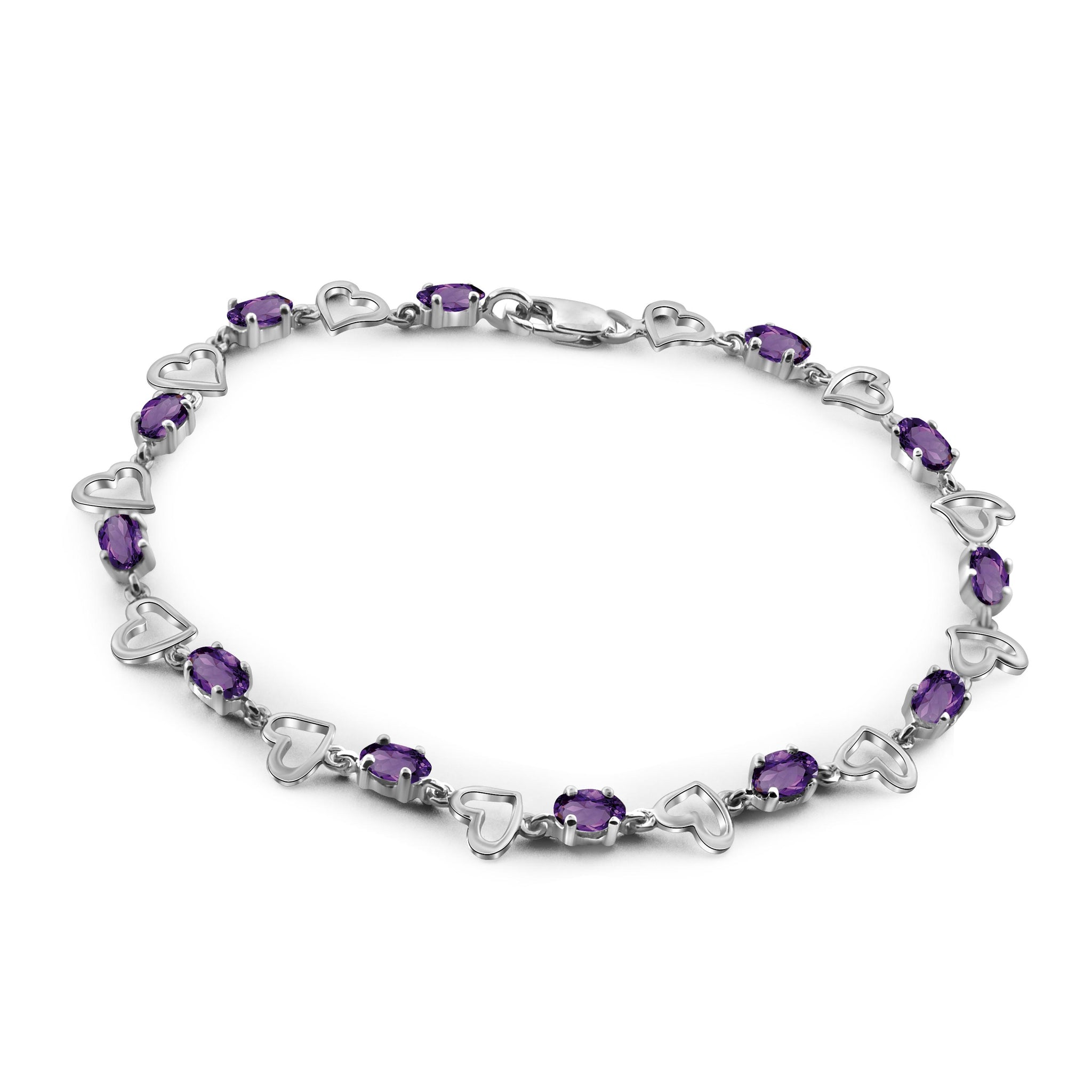 JewelonFire 2 3/4 Carat T.G.W. Amethyst Sterling Silver Bracelet - Assorted Colors