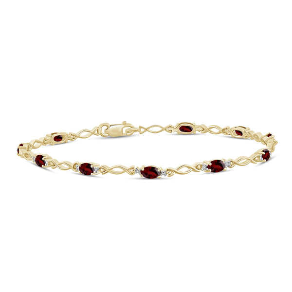 JewelonFire 3 1/3 Carat T.G.W. Garnet And White Diamond Accent Sterling Silver Bracelet - Assorted Colors