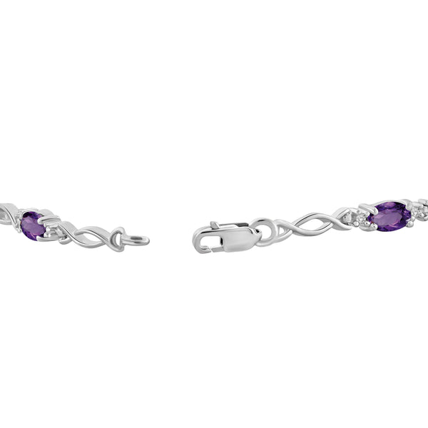 JewelonFire 2 1/3 Carat T.G.W. Amethyst And White Diamond Accent Sterling Silver Bracelet - Assorted Colors