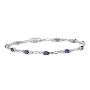 JewelonFire 2 1/3 Carat T.G.W. Amethyst And White Diamond Accent Sterling Silver Bracelet - Assorted Colors