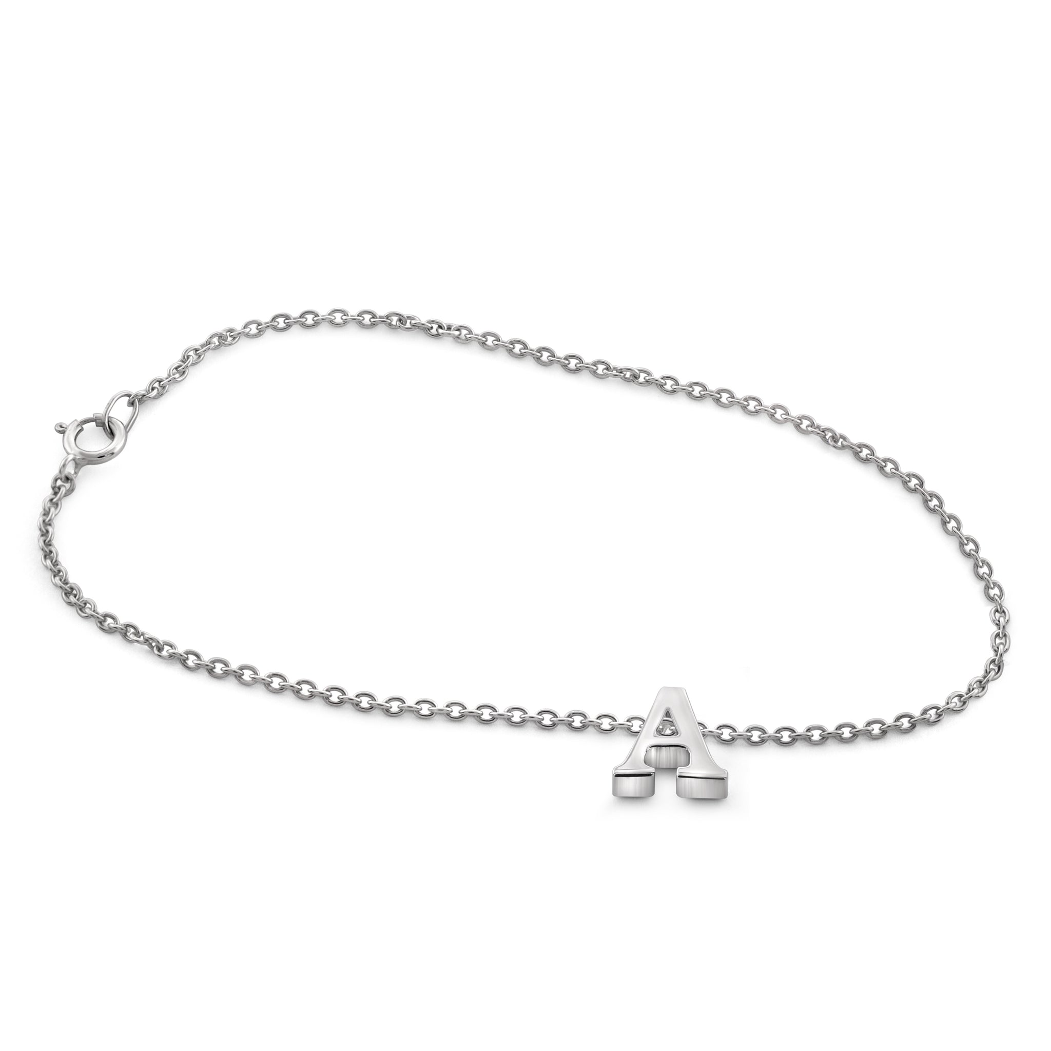 JewelonFire "A to Z" Initial Sterling Silver Charm Bracelet - Assorted Colors