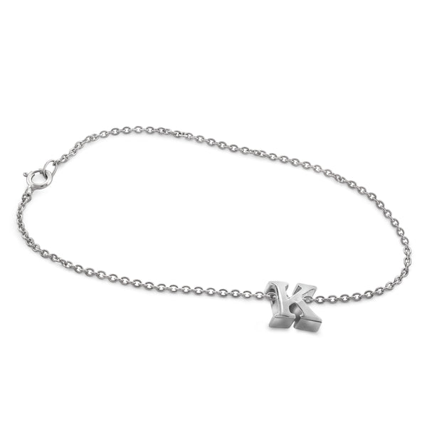 JewelonFire "A to Z" Initial Sterling Silver Charm Bracelet - Assorted Colors