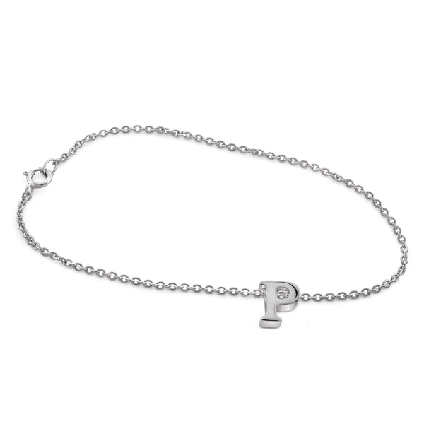 JewelonFire "A to Z" Initial Sterling Silver Charm Bracelet - Assorted Colors