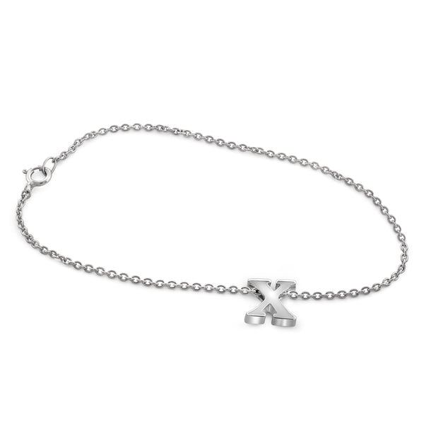 JewelonFire "A to Z" Initial Sterling Silver Charm Bracelet - Assorted Colors