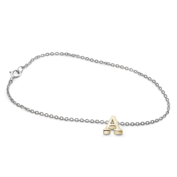 JewelonFire "A to Z" Initial Sterling Silver Charm Bracelet - Assorted Colors