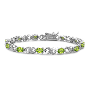 JewelonFire 5 3/4 Carat T.G.W. Peridot And White Diamond Accent Sterling Silver Bracelet - Assorted Colors