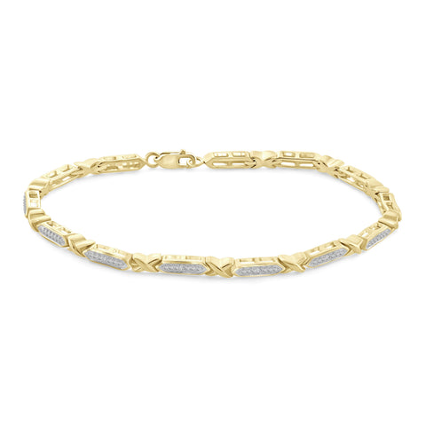JewelonFire White Diamond Accent 14kt Gold Plated Brass Bracelet, 8.00"