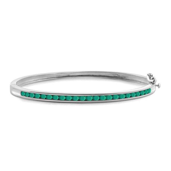 JewelonFire 2.30 Carat T.G.W. Genuine Emerald Sterling Silver Bangle - Assorted Colors