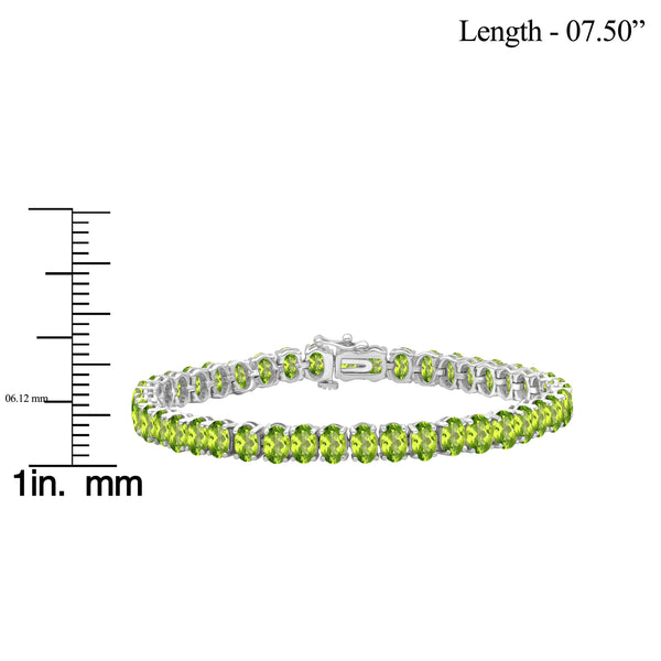 JewelonFire 20 1/2 Carat T.G.W. Peridot Sterling Silver Bracelet - Assorted Colors