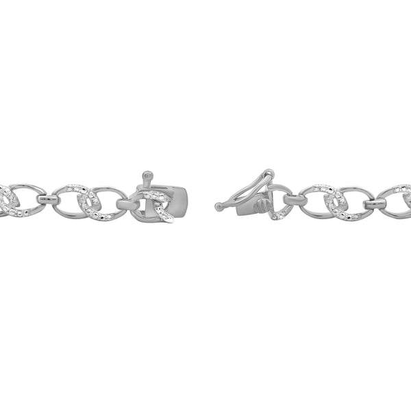 JewelonFire Accent White Diamond Sterling Silver Link Bracelet - Assorted Colors