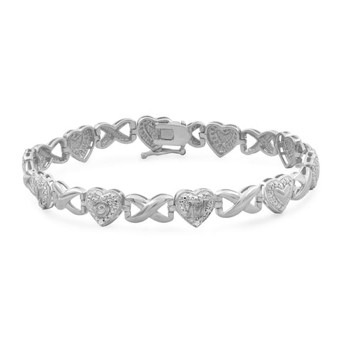 JewelonFire Accent White Diamond Sterling Silver Infinity MoM Bracelet - Assorted Colors