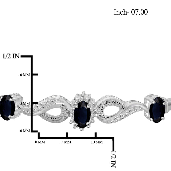 JewelonFire 4.10 Carat T.G.W. Sapphire And 1/10 Carat T.W. White Diamond Sterling Silver 4 Piece Jewelry Set - Assorted Colors