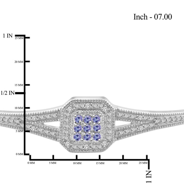 JewelonFire 1.80 Carat T.G.W. Tanzanite And 1/7 Carat T.W. White Diamond Sterling Silver 4 Piece Jewelry Set - Assorted Colors