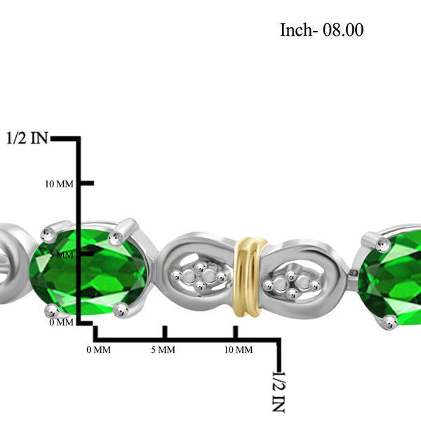 JewelonFire 12.30 Carat T.G.W. Chrome Diopside And 1/20 Carat T.W. White Diamond Two Tone Silver 4 Piece Jewelry Set