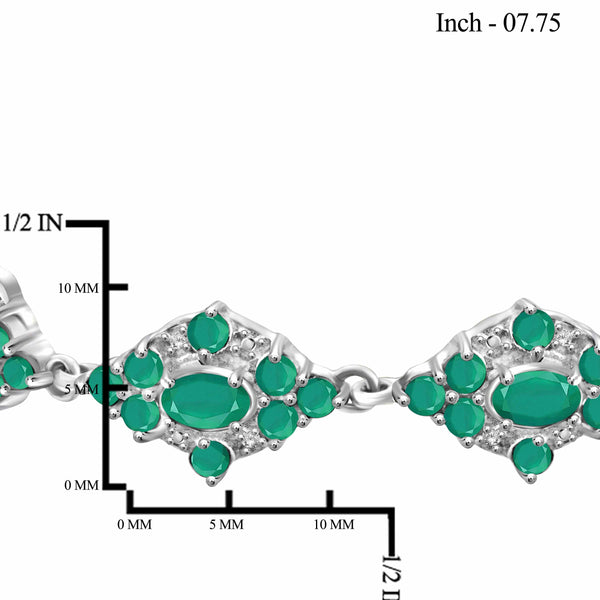 JewelonFire 10.60 Carat T.G.W. Emerald And 1/20 Carat T.W. White Diamond Sterling Silver 4 Piece Jewelry Set - Assorted Colors