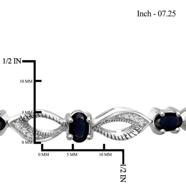 JewelonFire 3.80 Carat T.G.W. Sapphire And 1/10 Carat T.W. White Diamond Sterling Silver 4 Piece Jewelry Set - Assorted Colors