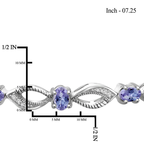 JewelonFire 2.80 Carat T.G.W. Tanzanite And 1/10 Carat T.W. White Diamond Sterling Silver 4 Piece Jewelry Set - Assorted Colors