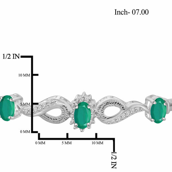 JewelonFire 2.90 Carat T.G.W. Emerald And 1/10 Carat T.W. White Diamond Sterling Silver 4 Piece Jewelry Set - Assorted Colors