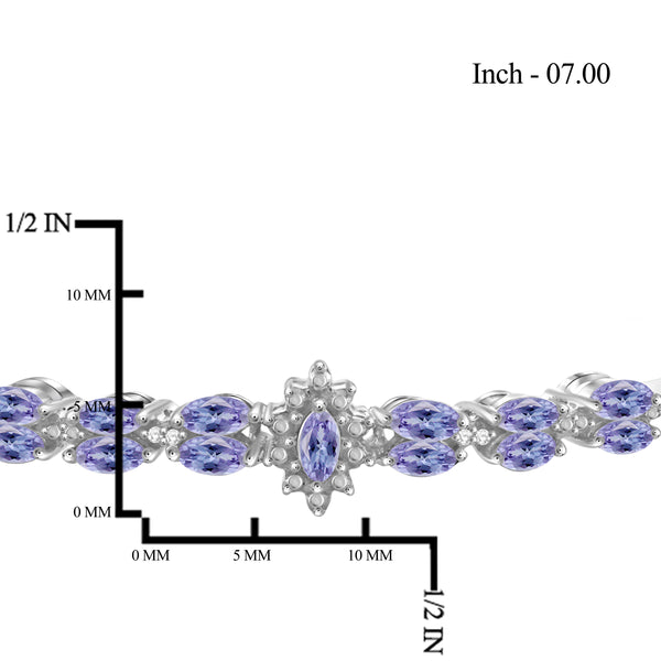 JewelonFire 3.70 Carat T.G.W. Tanzanite And 1/10 Carat T.W. White Diamond Sterling Silver 4 Piece Jewelry Set - Assorted Colors