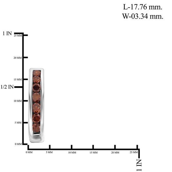 JewelonFire 1.00 Carat T.W. Red Diamond Sterling Silver Hoop Earrings