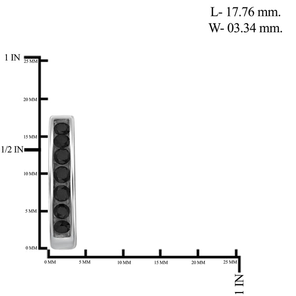 JewelonFire 1/2 Carat T.W. Black Diamond Sterling Silver Hoop Earrings