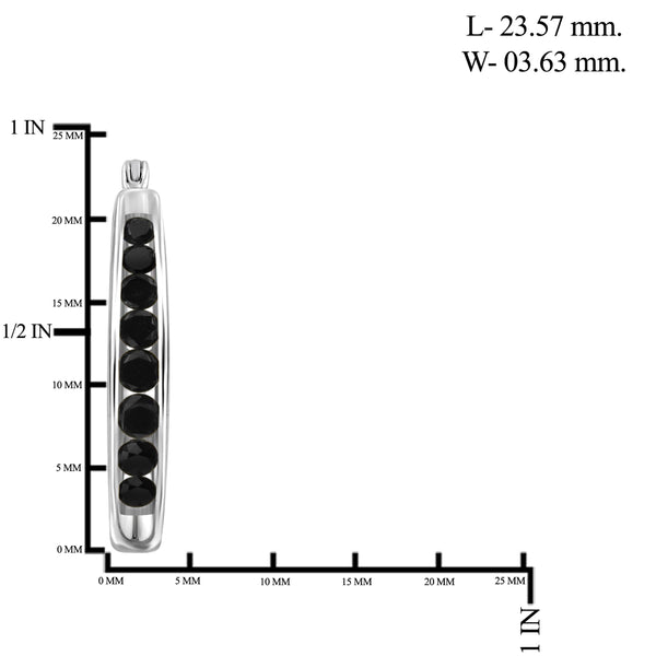JewelonFire 1.00 Carat T.W. Black Diamond Sterling Silver Hoop Earrings