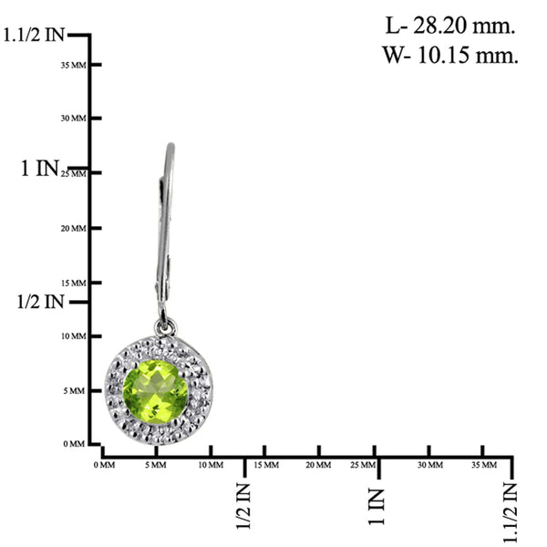 JewelonFire 2 3/4 Carat T.G.W. Peridot And White Diamond Accent Sterling Silver Drop Earrings - Assorted Colors