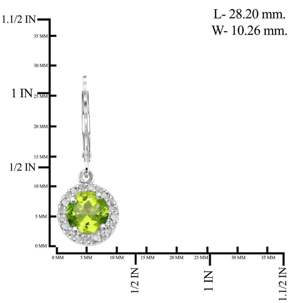 JewelonFire 1.00 Carat T.G.W. Peridot and White Diamond Accent Sterling Silver Dangle Earrings - Assorted Colors