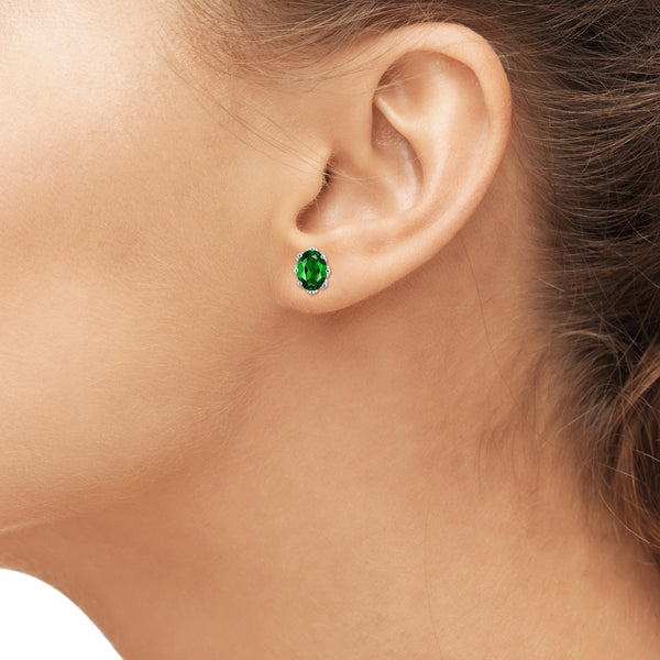 JewelonFire 1.60 Carat T.G.W. Chrome Diopside Sterling Silver Crown Earrings - Assorted Colors