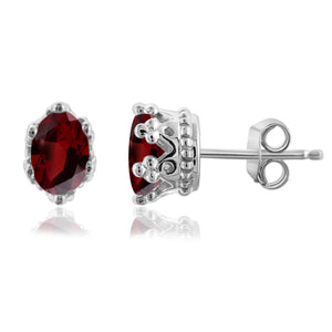 JewelonFire 1 1/5 Carat T.G.W. Garnet Sterling Silver Crown Earrings - Assorted Colors