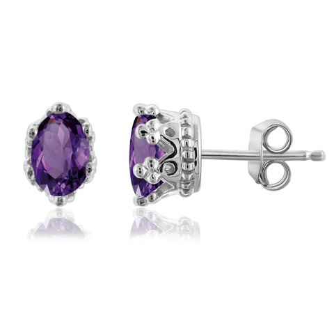 JewelonFire 3/4 Carat T.G.W. Amethyst Sterling Silver Earrings - Assorted Colors