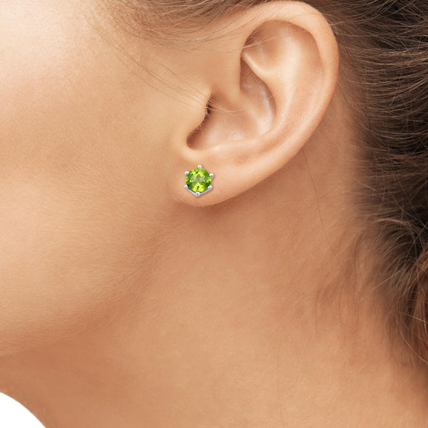 JewelonFire 1.00 Carat T.G.W. Peridot Sterling Silver Stud Earrings - Assorted Colors