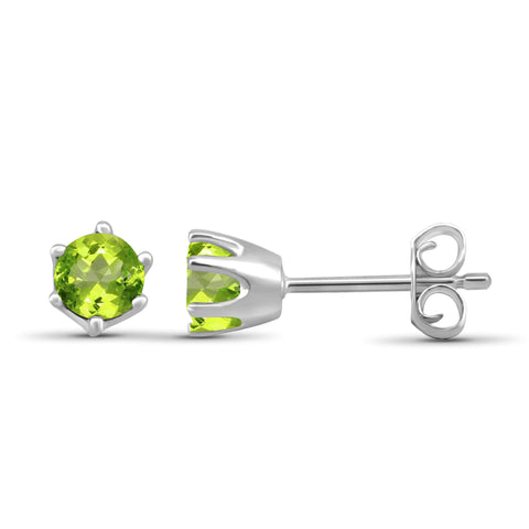 JewelonFire 1.00 Carat T.G.W. Peridot Sterling Silver Stud Earrings - Assorted Colors