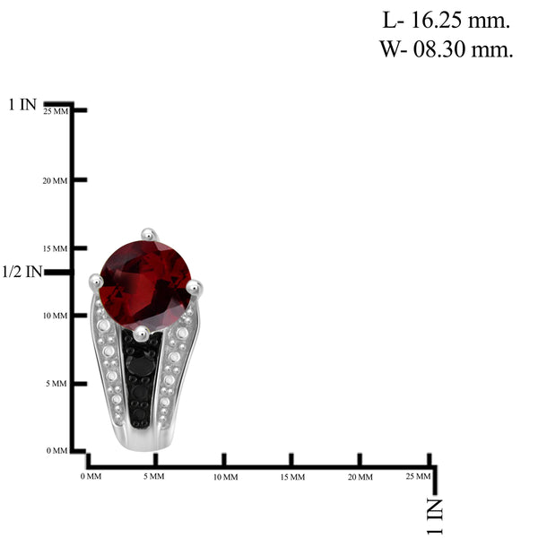 JewelonFire 2.00 Carat T.G.W. Garnet And Black Diamond Accent Sterling Silver J Hoop Earrings - Assorted Colors