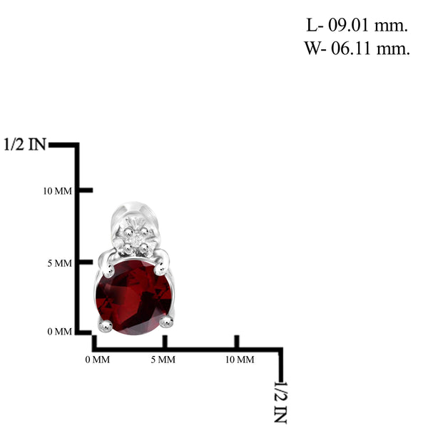 JewelonFire 1 1/5 Carat T.G.W. Garnet and White Diamond Accent Sterling Silver Stud Earrings - Assorted Colors