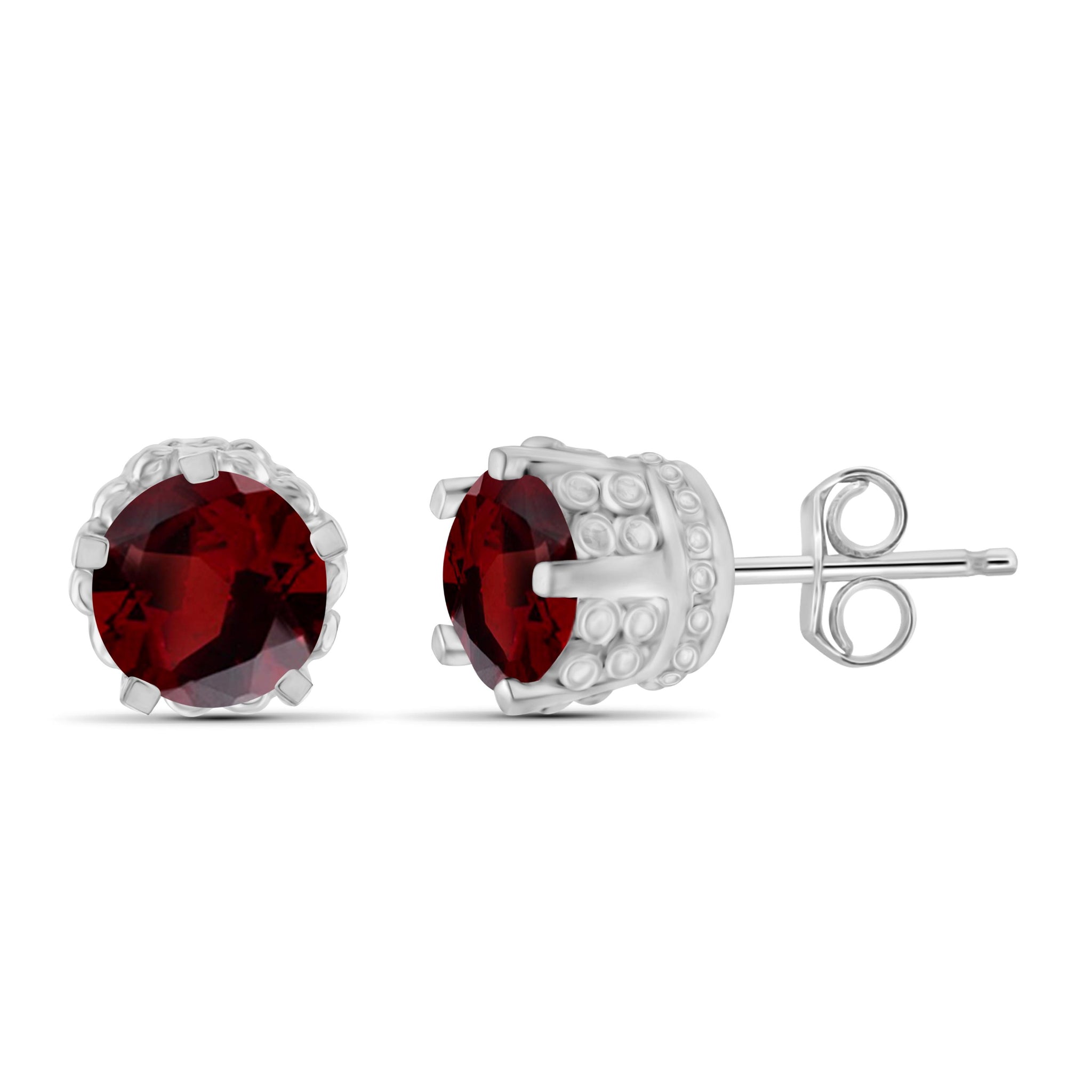 JewelonFire 1 1/2 Carat T.G.W. Garnet Sterling Silver Crown Earrings - Assorted Colors