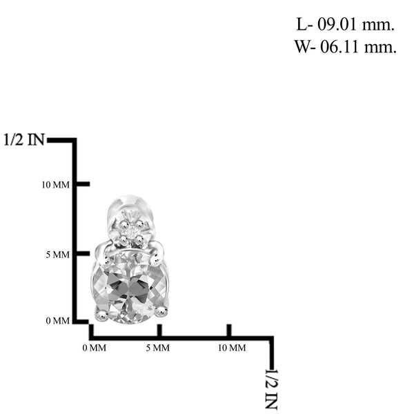 JewelonFire 1 1/4 Carat T.G.W. White Topaz and White Diamond Accent Sterling Silver Stud Earrings - Assorted Colors