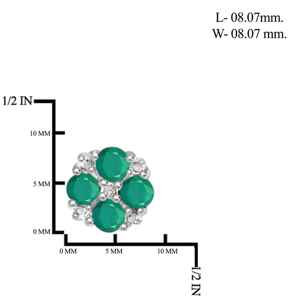 JewelonFire 1 Carat T.G.W. Emerald and White Diamond Accent Sterling Silver Earrings - Assorted Colors