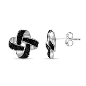 JewelonFire Accent Black Diamond Sterling Silver Earrings