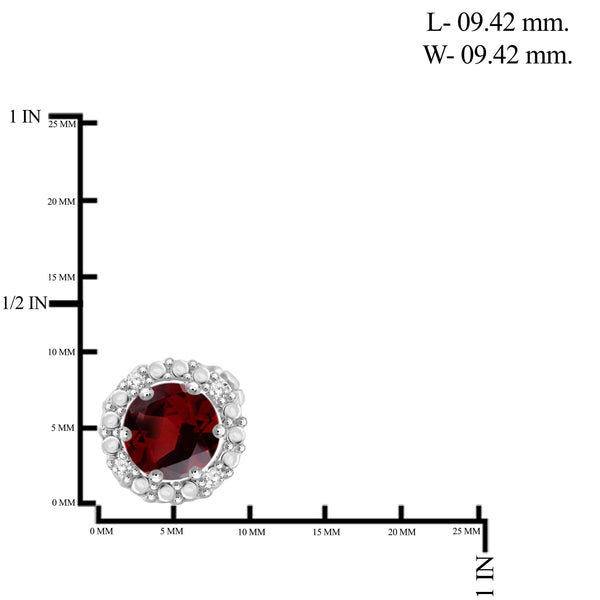 JewelonFire 1 1/2 Carat T.G.W. Garnet And White Diamond Accent Sterling Silver Halo Earrings - Assorted Colors