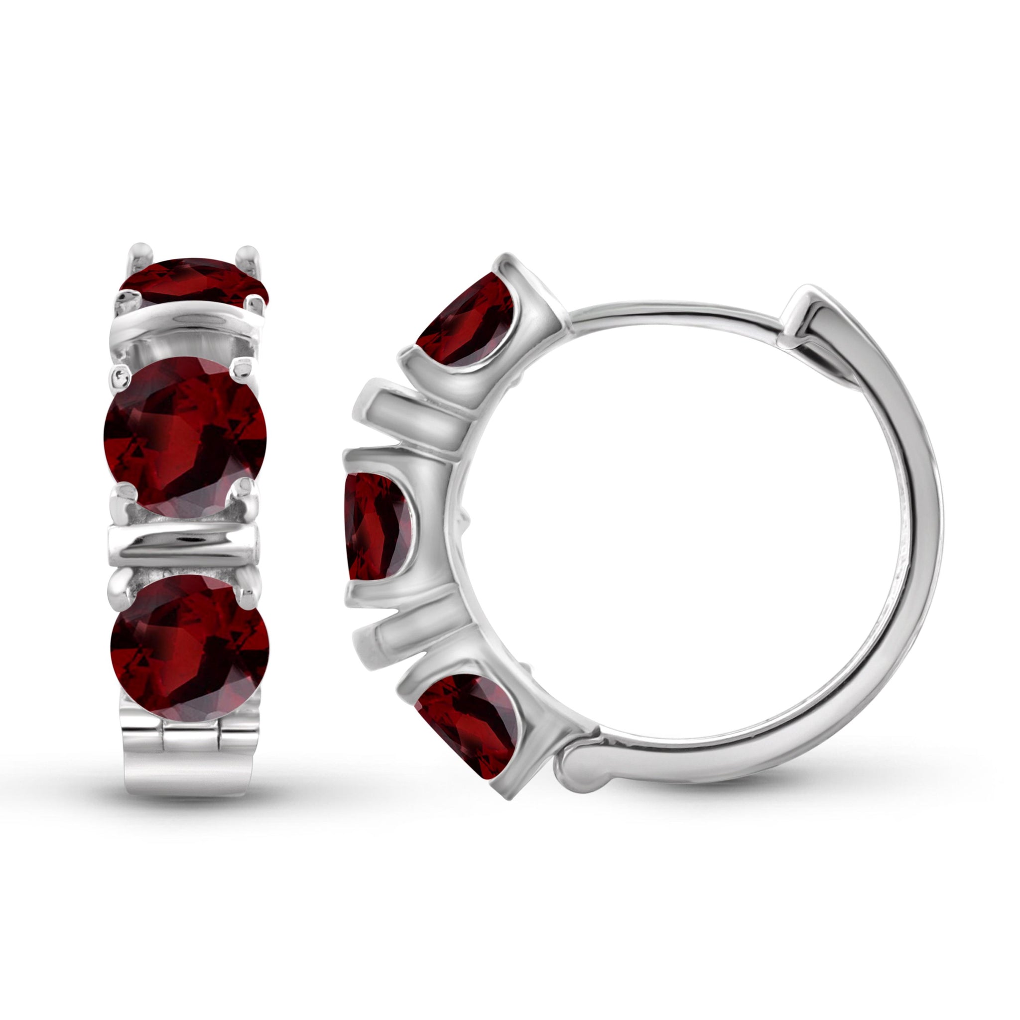 JewelonFire 4 3/4 Carat T.G.W. Garnet Sterling Silver Hoop Earrings - Assorted Colors