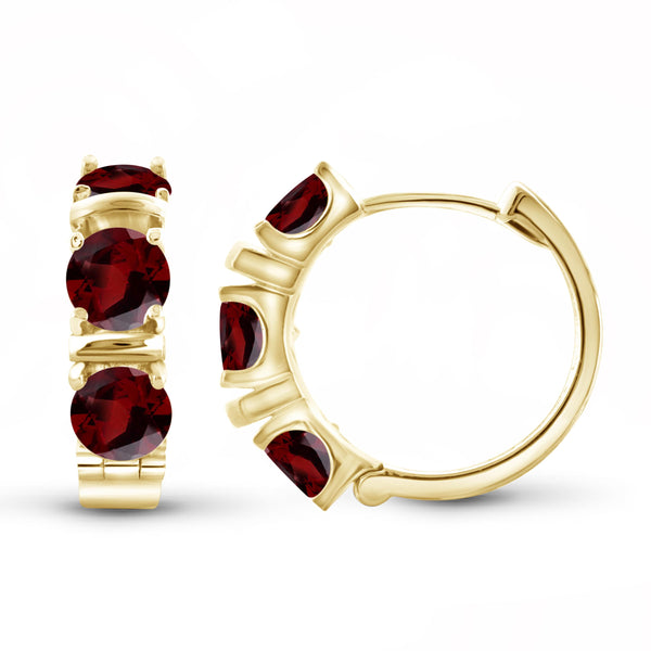 JewelonFire 4 3/4 Carat T.G.W. Garnet Sterling Silver Hoop Earrings - Assorted Colors