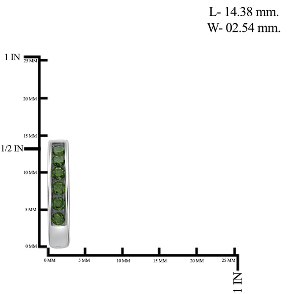 JewelonFire 1/4 Carat T.W. Green Diamond Sterling Silver Hoop Earrings
