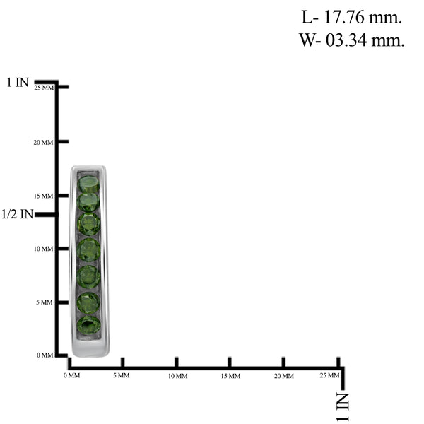 JewelonFire 1/2 Carat T.W. Green Diamond Sterling Silver Hoop Earrings