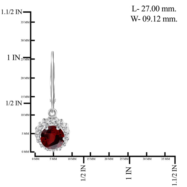 JewelonFire 1 1/2 Carat T.G.W. Garnet And White Diamond Accent Sterling Silver Drop Earrings - Assorted Colors