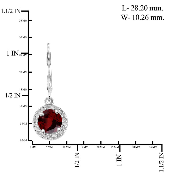 JewelonFire 1 1/5 Carat T.G.W. Garnet and White Diamond Accent Sterling Silver Dangle Earrings - Assorted Colors