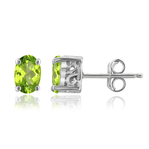 JewelonFire 1.00 Carat T.G.W. Peridot Sterling Silver Earrings - Assorted Colors