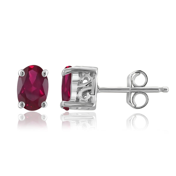 JewelonFire 0.90 Carat T.G.W. Ruby Sterling Silver Earrings - Assorted Colors
